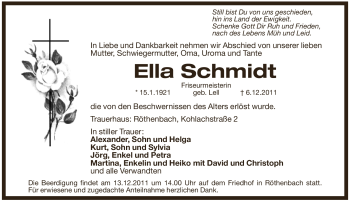 Traueranzeige von Ella Schmidt von Pegnitz-Zeitung